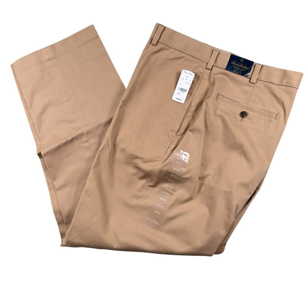 Brooks Brothers Hudson Chino Pants Mens 44x32 Tan Advantage Wrinkle Free Stretch